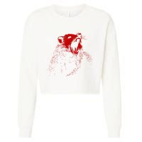 Opossum Hissing Black & Red Angry Possum Cropped Pullover Crew