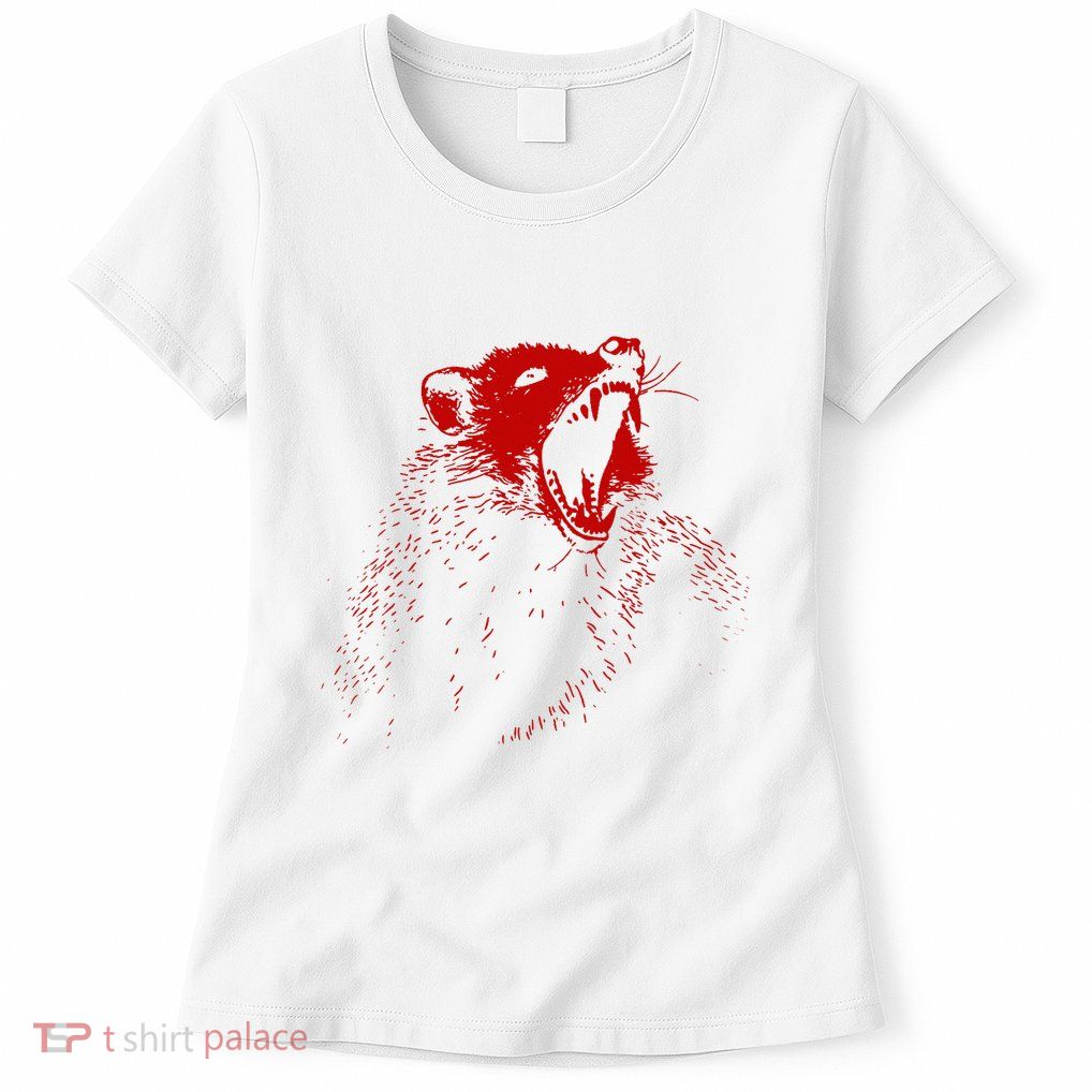 Opossum Hissing Black & Red Angry Possum Womens T-Shirt