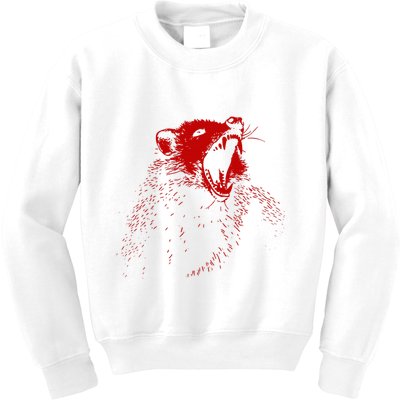 Opossum Hissing Black & Red Angry Possum Kids Sweatshirt