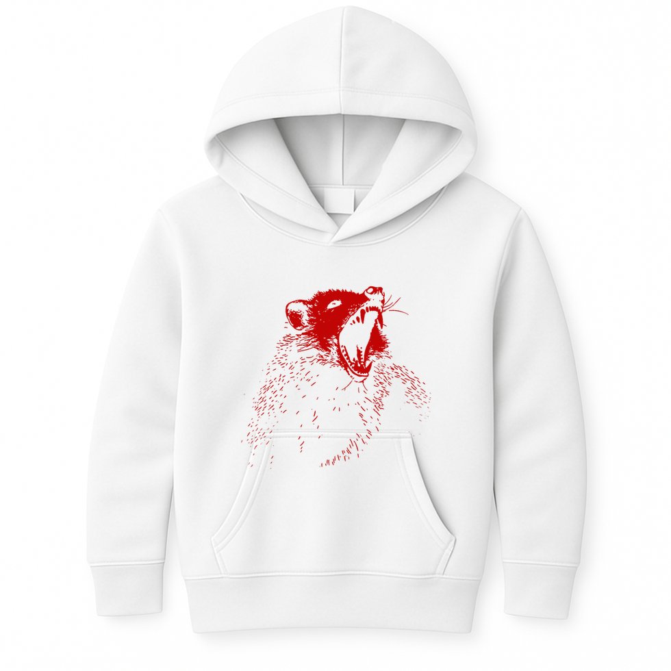 Opossum Hissing Black & Red Angry Possum Kids Hoodie