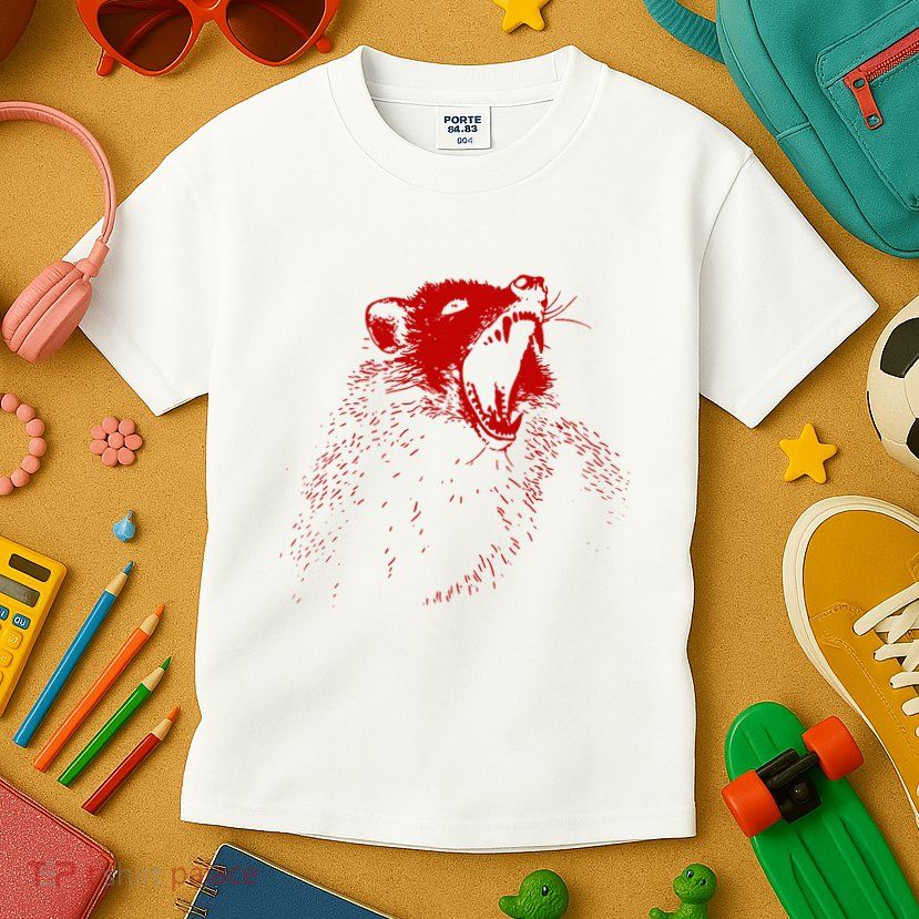 Opossum Hissing Black & Red Angry Possum Kids T-Shirt