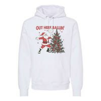 Out Here Balling Santa Playing Volleyball Christmas Tree Premium Hoodie