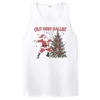 Out Here Balling Santa Playing Volleyball Christmas Tree PosiCharge Competitor Tank