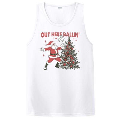 Out Here Balling Santa Playing Volleyball Christmas Tree PosiCharge Competitor Tank