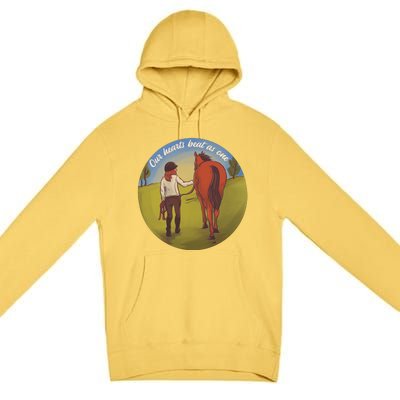 Our Heats Beat As One Horse Lover Premium Pullover Hoodie