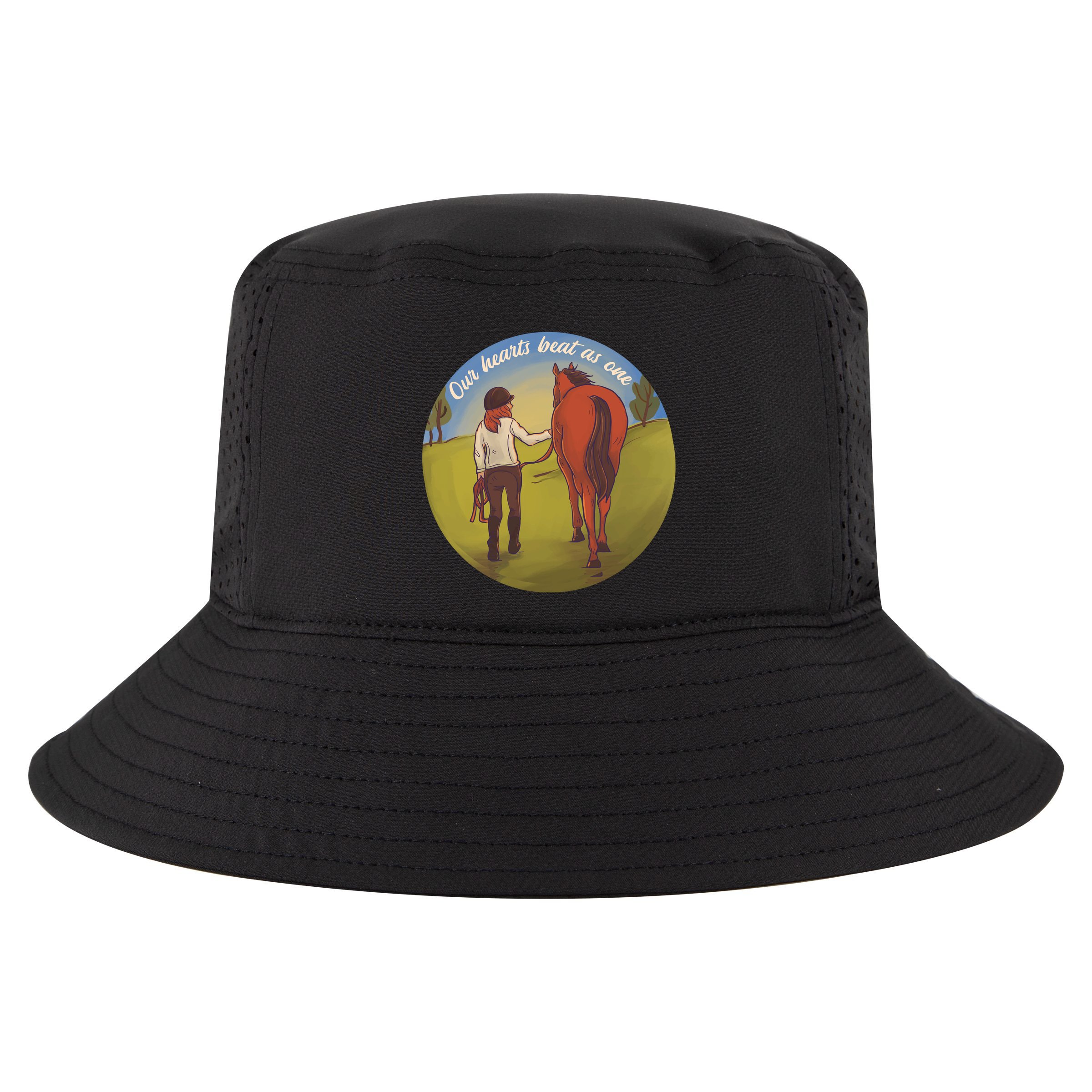 Our Heats Beat As One Horse Lover Cool Comfort Performance Bucket Hat