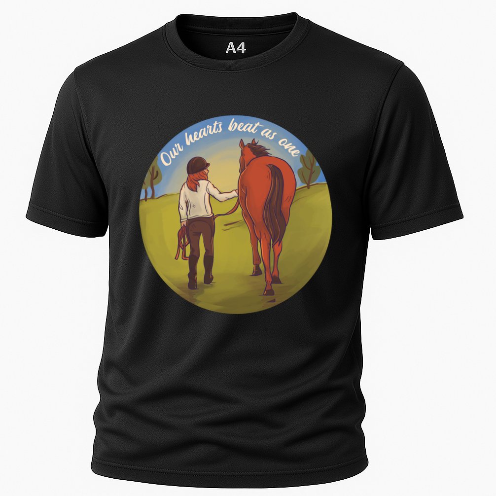 Our Heats Beat As One Horse Lover Cooling Performance Crew T-Shirt