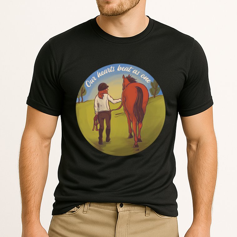 Our Heats Beat As One Horse Lover Cooling Performance Crew T-Shirt