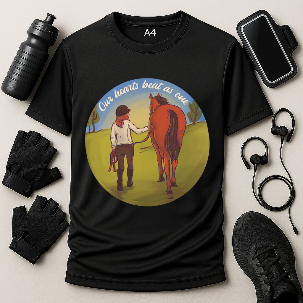 Our Heats Beat As One Horse Lover Cooling Performance Crew T-Shirt