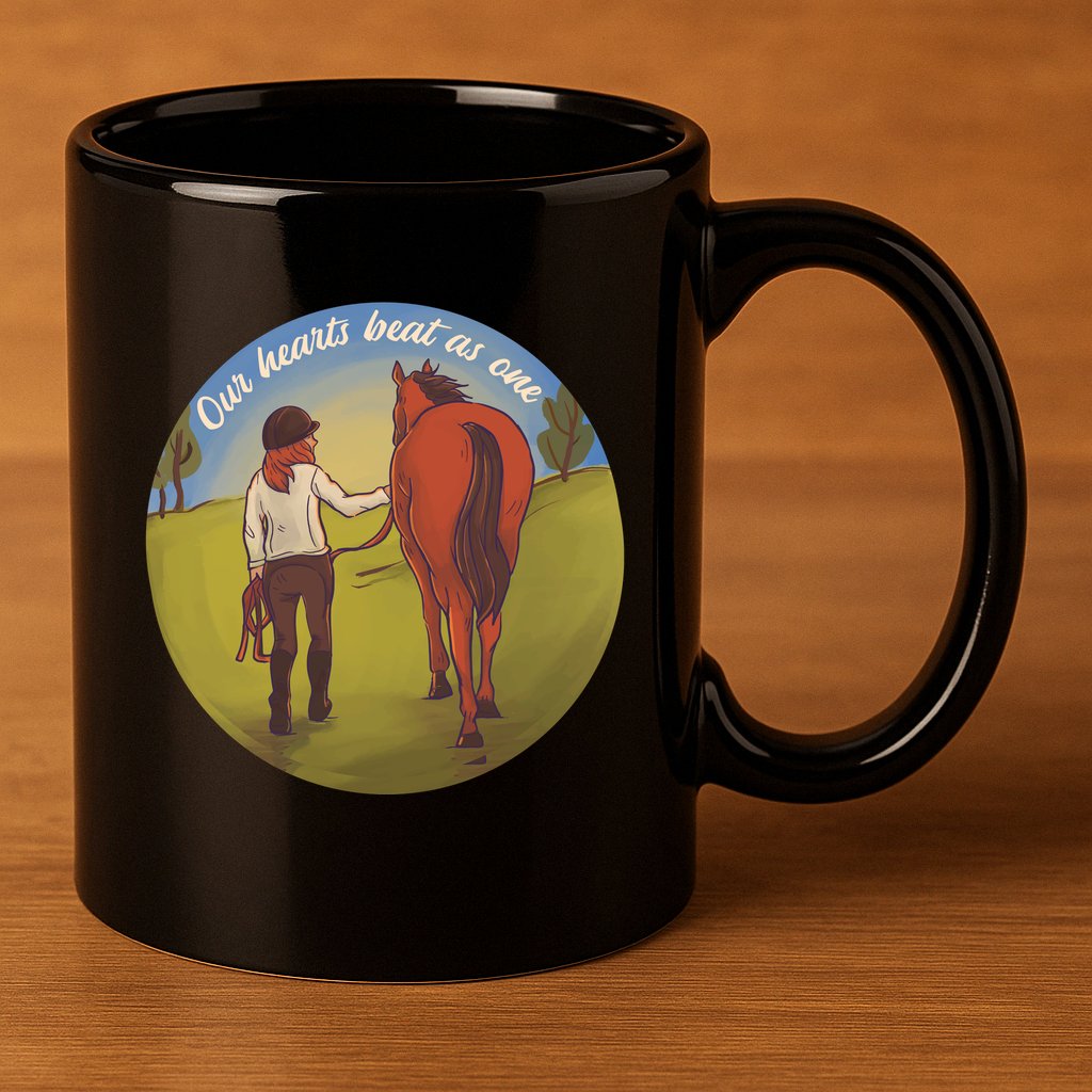 Our Heats Beat As One Horse Lover 11oz C Handle Ceramic Mug