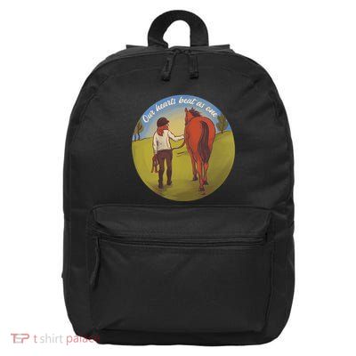 Our Heats Beat As One Horse Lover 16 in Basic Backpack
