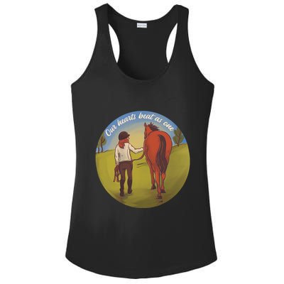 Our Heats Beat As One Horse Lover Ladies PosiCharge Competitor Racerback Tank