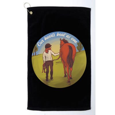 Our Heats Beat As One Horse Lover Golf Towel