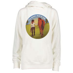 Our Heats Beat As One Horse Lover Womens Funnel Neck Pullover Hood