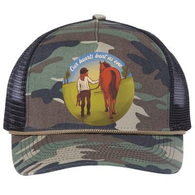 Our Heats Beat As One Horse Lover Retro Rope Trucker Hat Cap