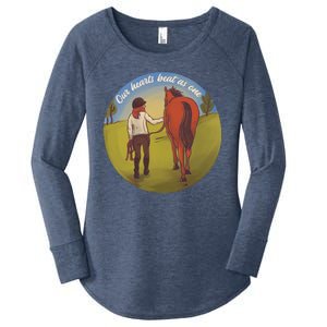 Our Heats Beat As One Horse Lover Women's Perfect Tri Tunic Long Sleeve Shirt