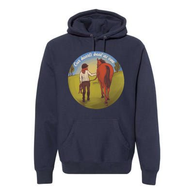 Our Heats Beat As One Horse Lover Premium Hoodie