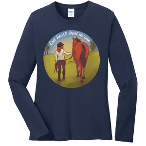 Our Heats Beat As One Horse Lover Ladies Long Sleeve Shirt