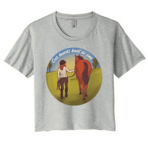 Our Heats Beat As One Horse Lover Women's Crop Top Tee