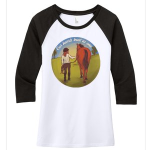 Our Heats Beat As One Horse Lover Women's Tri-Blend 3/4-Sleeve Raglan Shirt