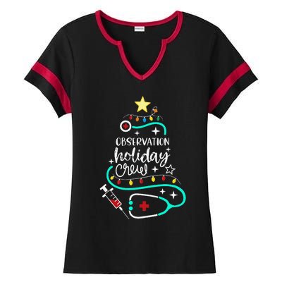 Observation Holiday Crew Xmas Patient Monitoring Nurse Tech Ladies Halftime Notch Neck Tee