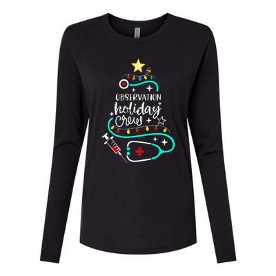 Observation Holiday Crew Xmas Patient Monitoring Nurse Tech Womens Cotton Relaxed Long Sleeve T-Shirt