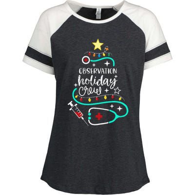 Observation Holiday Crew Xmas Patient Monitoring Nurse Tech Enza Ladies Jersey Colorblock Tee