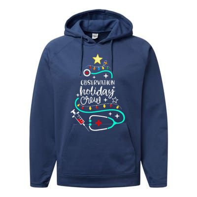 Observation Holiday Crew Xmas Patient Monitoring Nurse Tech Performance Fleece Hoodie