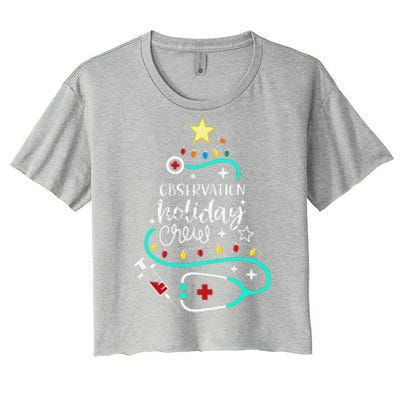 Observation Holiday Crew Xmas Patient Monitoring Nurse Tech Women's Crop Top Tee