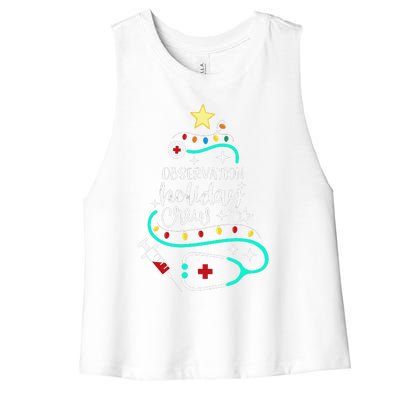 Observation Holiday Crew Xmas Patient Monitoring Nurse Tech Women's Racerback Cropped Tank