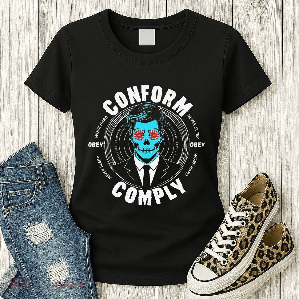 Obey Hoodie Comply Conform Whatch Tv Womens T-Shirt