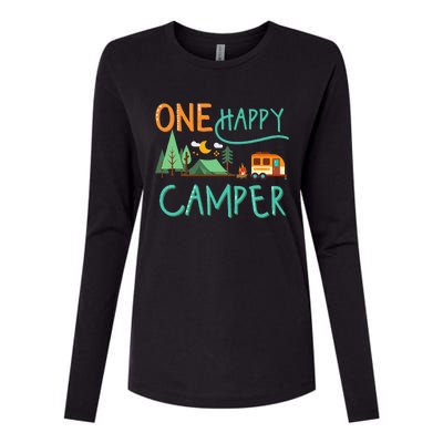 One Happy Camper First Birthday Camping Matching Womens Cotton Relaxed Long Sleeve T-Shirt