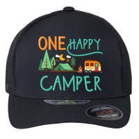 One Happy Camper First Birthday Camping Matching Flexfit Unipanel Trucker Cap