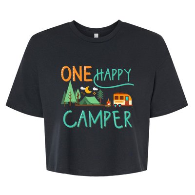 One Happy Camper First Birthday Camping Matching Bella+Canvas Jersey Crop Tee