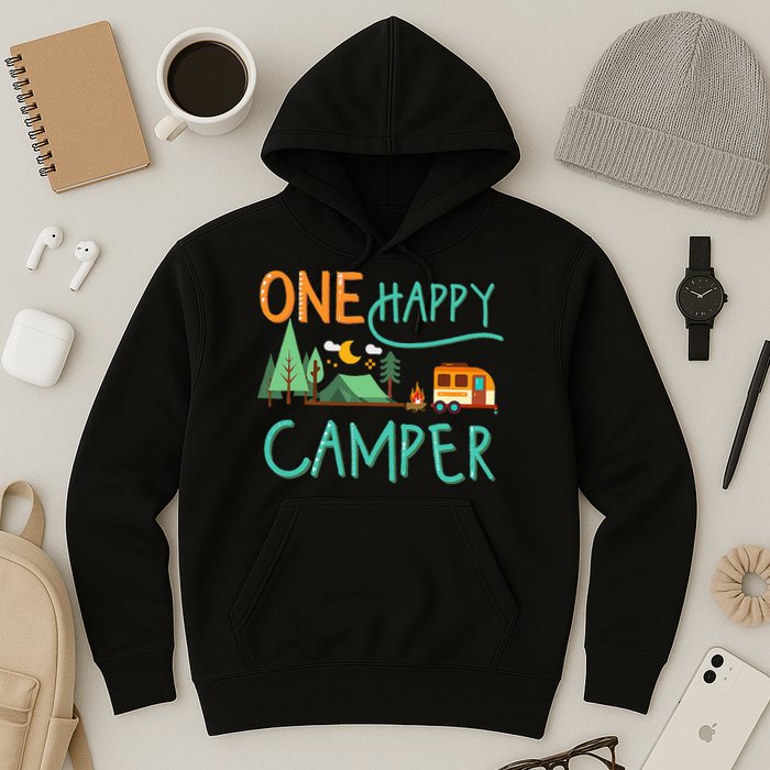 One Happy Camper First Birthday Camping Matching Hoodie