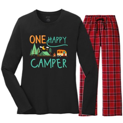 One Happy Camper First Birthday Camping Matching Women's Long Sleeve Flannel Pajama Set 