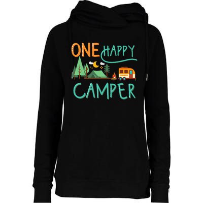 One Happy Camper First Birthday Camping Matching Womens Funnel Neck Pullover Hood