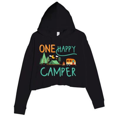 One Happy Camper First Birthday Camping Matching Crop Fleece Hoodie