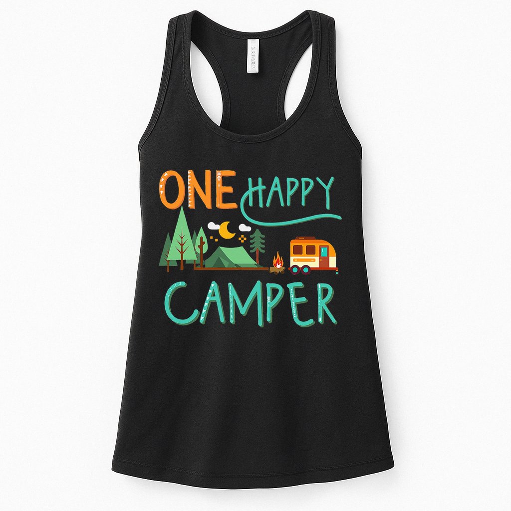 One Happy Camper First Birthday Camping Matching Womens Tank Top