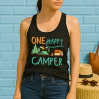 One Happy Camper First Birthday Camping Matching Womens Tank Top