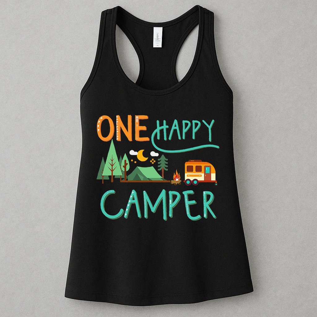 One Happy Camper First Birthday Camping Matching Womens Tank Top