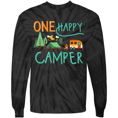One Happy Camper First Birthday Camping Matching Tie-Dye Long Sleeve Shirt