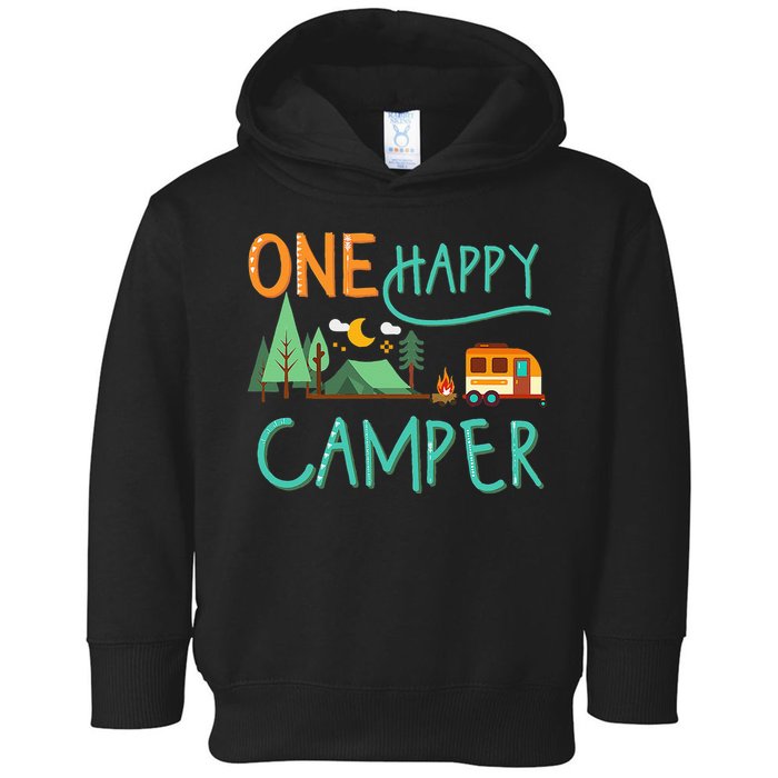 One Happy Camper First Birthday Camping Matching Toddler Hoodie