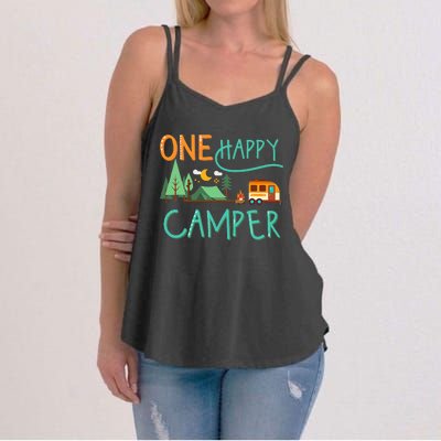 One Happy Camper First Birthday Camping Matching Women's Strappy Tank