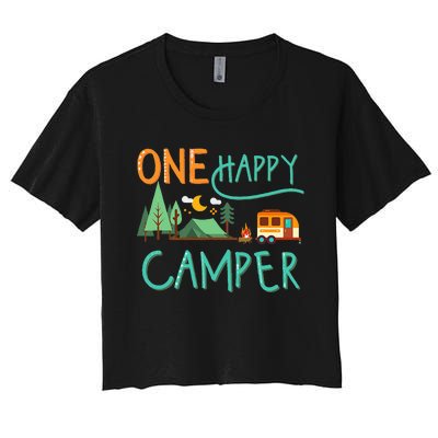 One Happy Camper First Birthday Camping Matching Women's Crop Top Tee