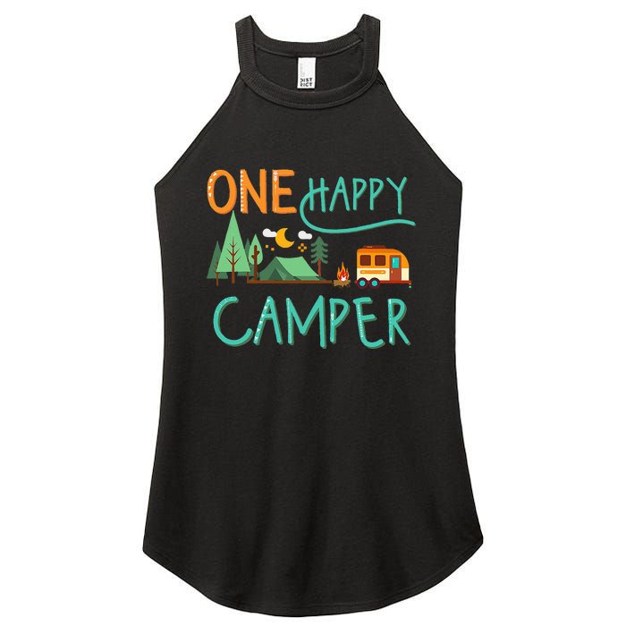 One Happy Camper First Birthday Camping Matching Women's Perfect Tri Rocker Tank