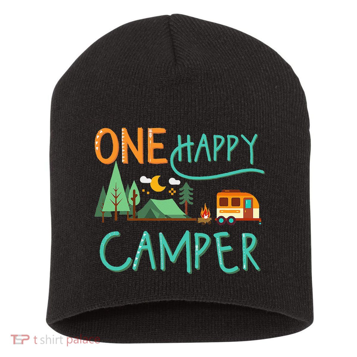 One Happy Camper First Birthday Camping Matching Short Acrylic Beanie
