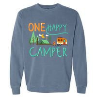 One Happy Camper First Birthday Camping Matching Garment-Dyed Sweatshirt