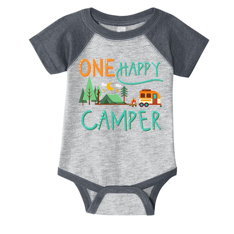 One Happy Camper First Birthday Camping Matching Infant Baby Jersey Bodysuit