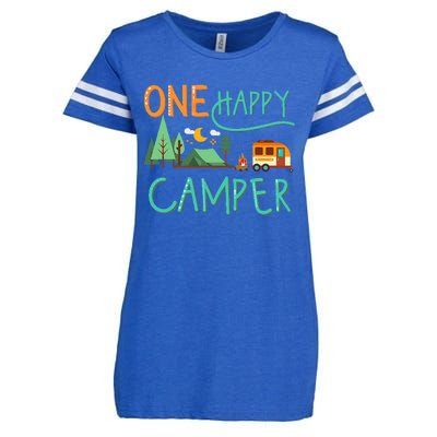 One Happy Camper First Birthday Camping Matching Enza Ladies Jersey Football T-Shirt